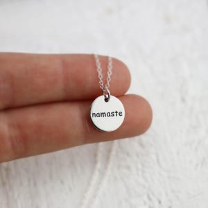 Sterling Silver Namaste Necklace, Yoga Jewelry Gift for Her, Mindfulness Pendant, Zen Necklace, Spiritual Jewelry,