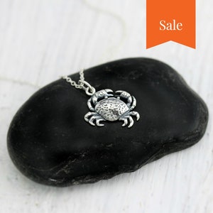 SALE Zodiac Cancer Necklace, Sterling Silver Crab Charm, Cancer Sign Necklace, Zodiac Jewelry Cancer, Astrology Necklace, Ocean Lover