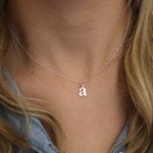 Sterling Silver Lower Case Initial Necklace, Letter Necklace, Initial Jewelry, Small Initial Necklace, Typewriter Font, Personalized Jewelry