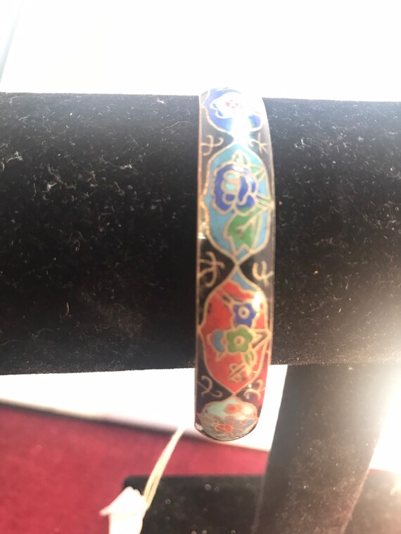 Vintage Black Cloisonné Bangle 1970s Feng shui chi