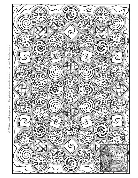Mixed Chocolate Truffles Adult coloring page printable | Etsy