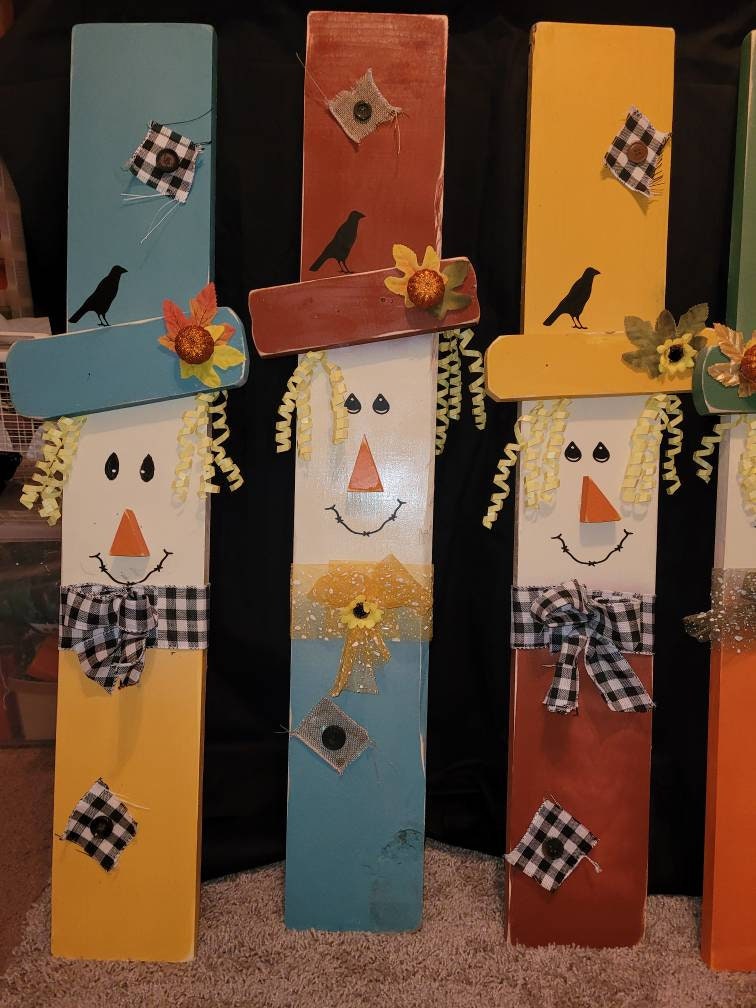 Handmade wood scarecrow indoor and outdoor use Etsy