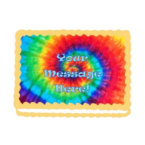 Tie Dye Edible Image Cupcake & Cake Toppers Free Personalization