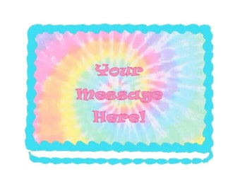 Pastel Tie Dye Edible Image Cupcake & Cake Toppers Free Personalization