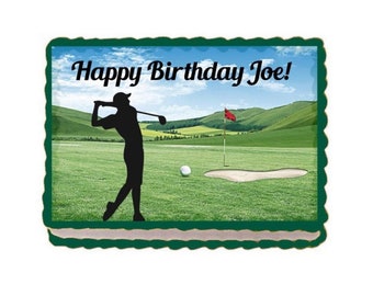 Golfer Edible Image Cupcake & Cake Toppers Free Personalization