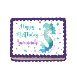 Mermaid Kisses & Starfish Wishes Edible Image Cupcake Cake Toppers Free Personalization