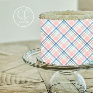 Pastel Pink Plaid Cake Wrap Edible Image Frosting Strip