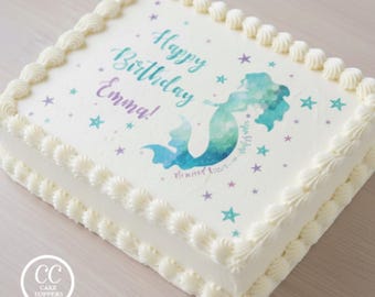 Mermaid Kisses & Starfish Wishes Edible Image Cupcake Cake Toppers Free Personalization