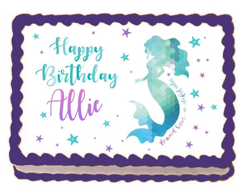 Mermaid Edible Image Cake Topper | Etsy