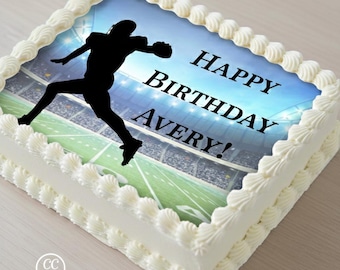 Football Player Edible Image Cupcake & Cake Toppers Free Personalization
