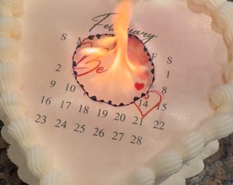 Valentine's Day Burn-Away Cake Custom Edible Image Cake Topper Set
