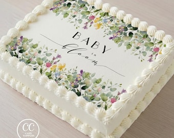 Baby in Bloom Floral Baby Shower Edible Image Cupcake & Cake Toppers Free Personalization