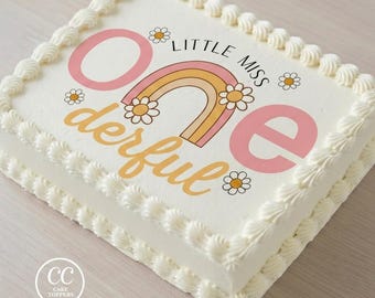 Little Miss One-derful First Birthday Edible Image Cupcake & Cake Toppers Free Personalization