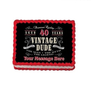 Vintage Dude Edible Image Cupcake & Cake Toppers Free Personalization