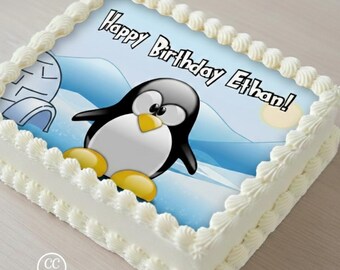 Penguin Edible Image Cupcake & Cake Toppers Free Personalization