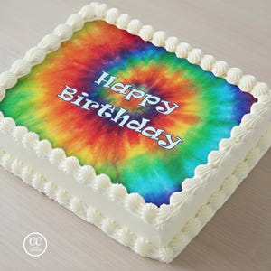 Tie Dye Edible Image Cupcake & Cake Toppers Free Personalization