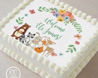 Woodland Animals Edible Image Cupcake & Cake Toppers Free Personalization