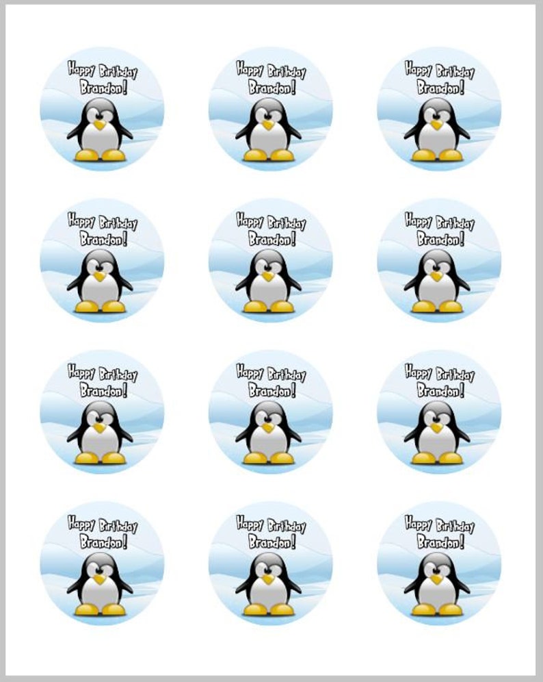 Penguin Edible Image Cake Topper | Etsy