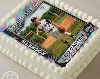 Baseball Trading Card Personalized Edible Image Cake Topper