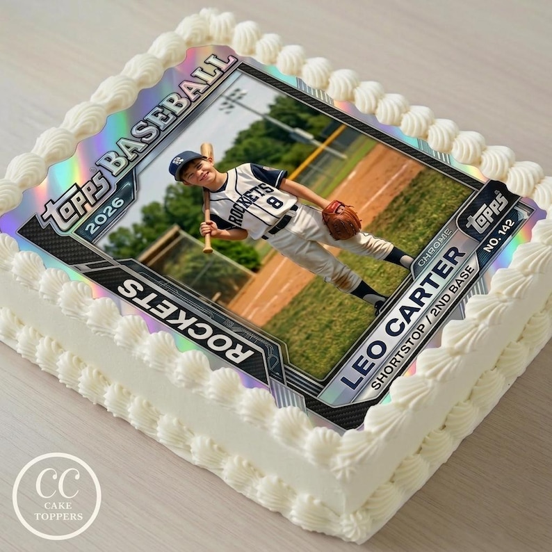 Baseball Trading Card Personalized Edible Image Cake Topper - Etsy