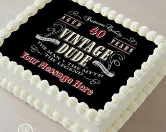 Vintage Dude Edible Image Cupcake & Cake Toppers Free Personalization