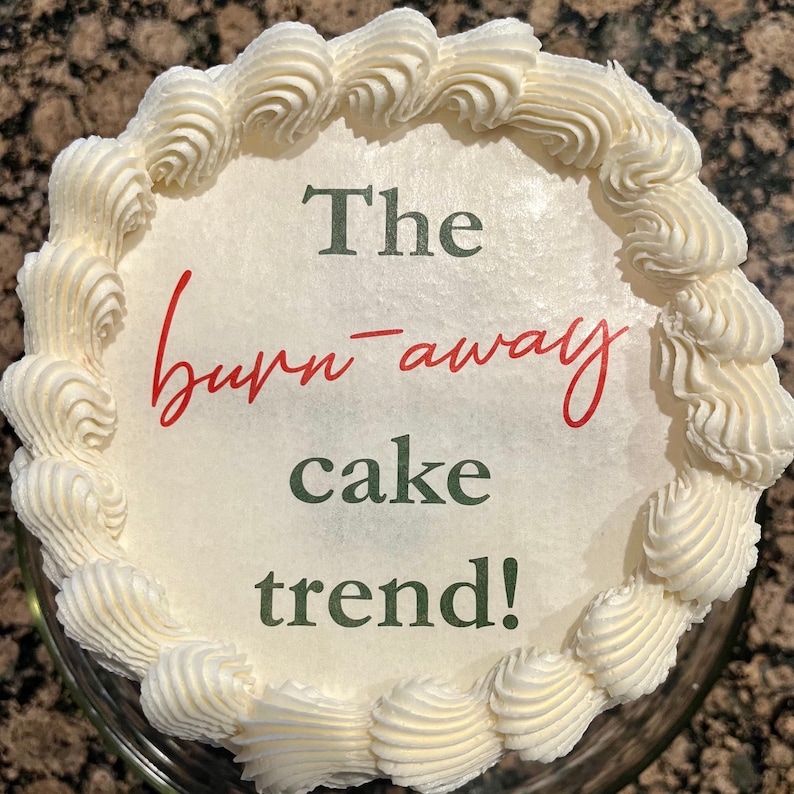 Burn-Away Cake Custom Edible Image Cake Topper Set image 1
