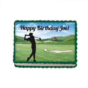Golfer Edible Image Cupcake & Cake Toppers Free Personalization