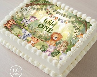 Wild One First Birthday Jungle Safari Edible Image Cupcake & Cake Toppers Free Personalization