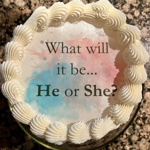 Burn-Away Gender Reveal Edible Image Cake Topper Set
