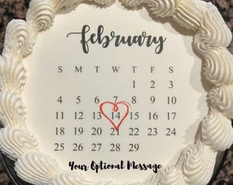 Décoration de gâteau calendrier - image comestible pour gâteaux ronds ou en feuille de coeur