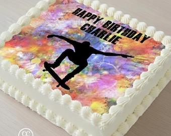 Skateboard Edible Image Cupcake & Cake Toppers Free Personalization
