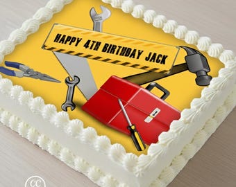 Handyman Construction Tools Edible Image Cupcake & Cake Toppers Free Personalization