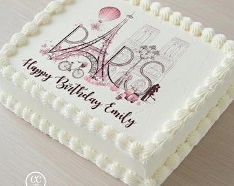Paris Edible Image Cupcake & Cake Toppers Free Personalization
