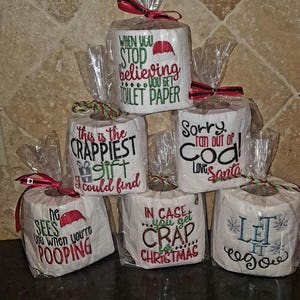 Regalo elefante bianco, regalo di Natale divertente, carta igienica divertente, regalo scherzoso, decorazioni natalizie, regalo per marito, regali per ragazzi, ricamato