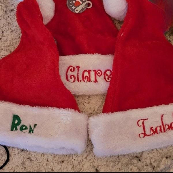 Personalized Santa Hats, embroidered Santa hats, gift for kids, gift for Dad, custom santa hat, name on santa hat, kids santa hat,