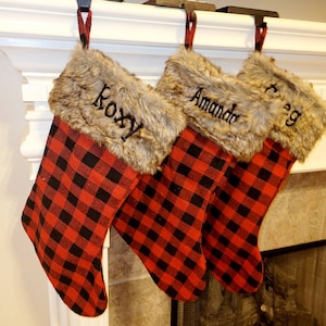 stocking, personalized, embroidered christmas stocking, stocking, Buffalo plaid  stocking, farmhouse Christmas stockings, christmas gift