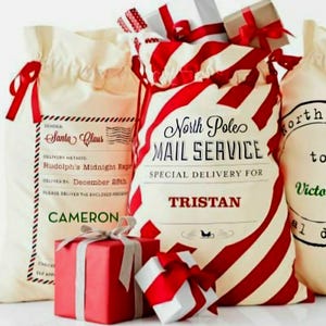 Personalized Santa bag, Canvas Santa bag, Santa Sack, christmas gift bag, custom gift,  canvas santa bag, santa, bag, embroidered gift bag