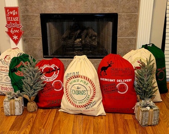 Personalized Santa bag, Canvas Santa bag, Santa Sack, christmas gift bag, custom gift,  canvas santa bag, santa, bag, embroidered gift bag