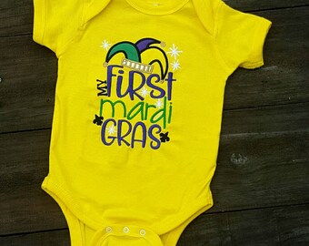 Mardi Gras Shirt, Mardi Gras, New Orleans, 1st Mardi Gras, baby mardi gras, Mardi Gras T-Shirt, Bead Shirt, Mardi Gras outfit, Fat Tuesday