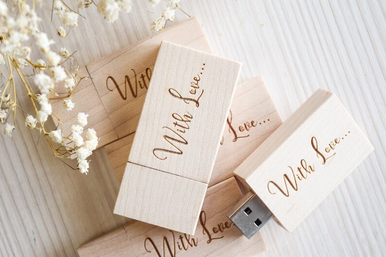 Wedding Flash Drive Personalized Custom engraved 8GB 16GB and 32 GB Maple Wood
