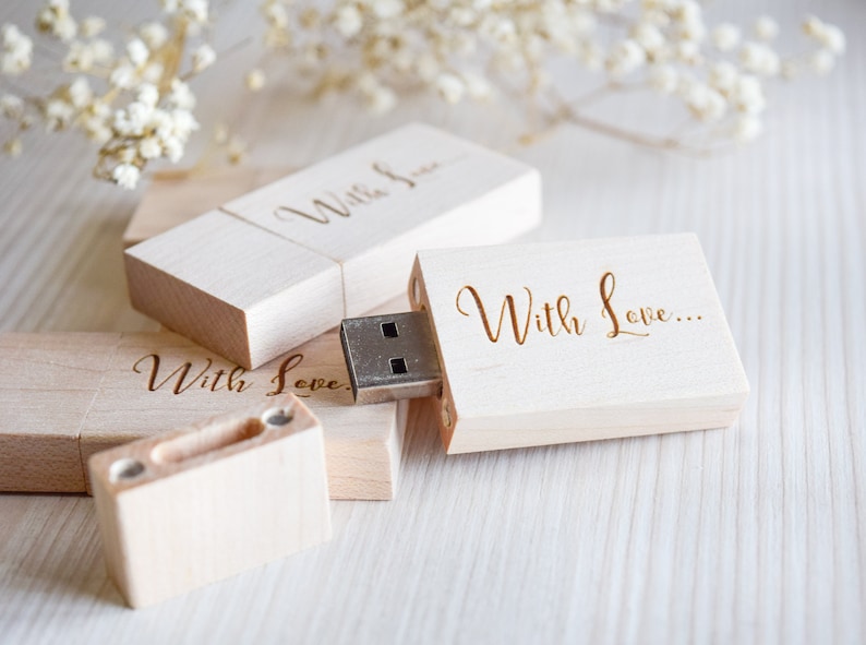 Wedding Flash Drive Personalized Custom engraved 8GB 16GB and 32 GB Maple Wood