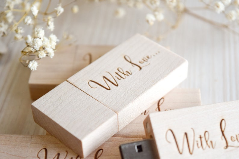 Wedding Flash Drive Personalized Custom engraved 8GB 16GB and 32 GB Maple Wood