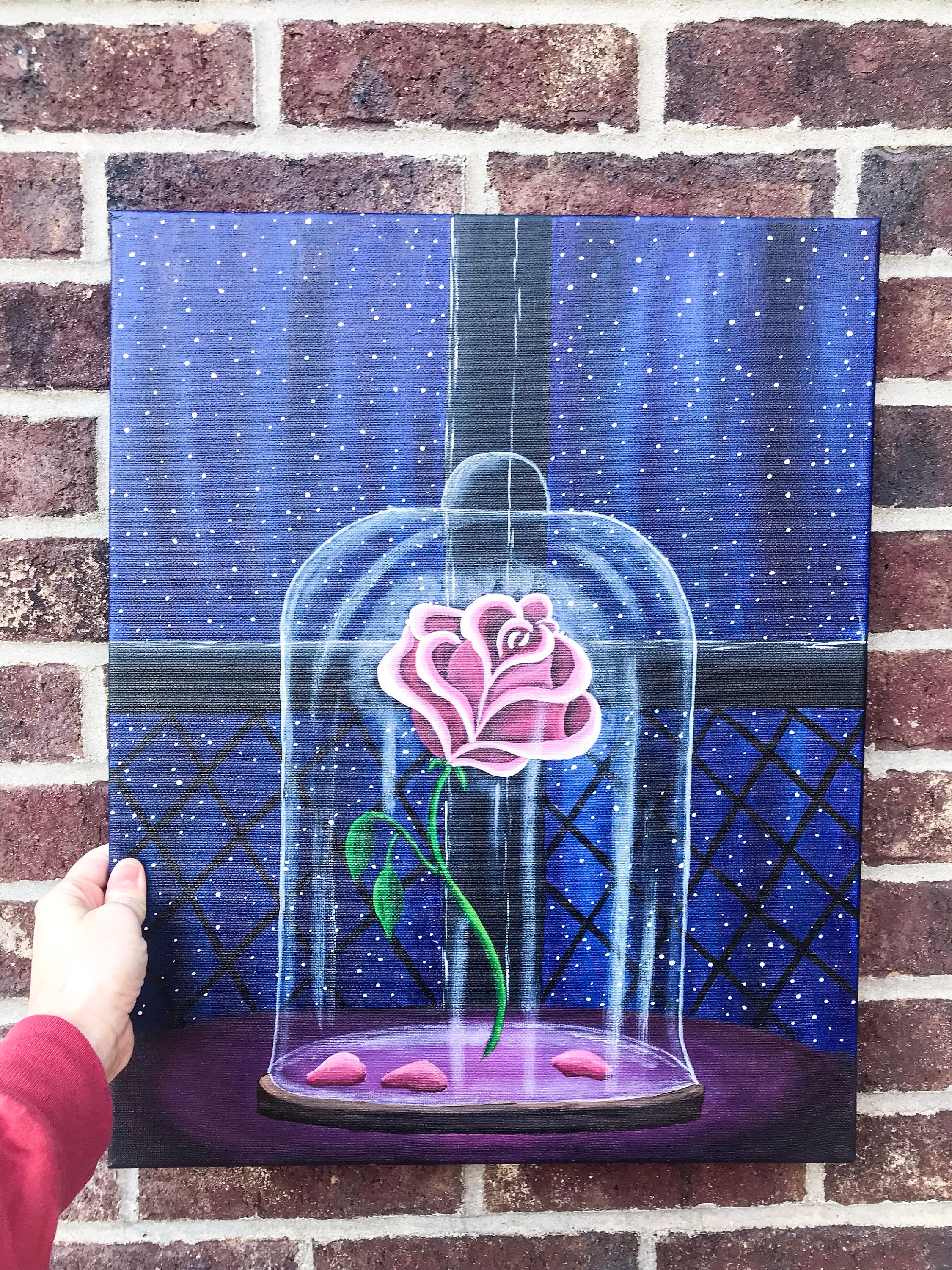 Disney Beauty and the beast rose painting Etsy