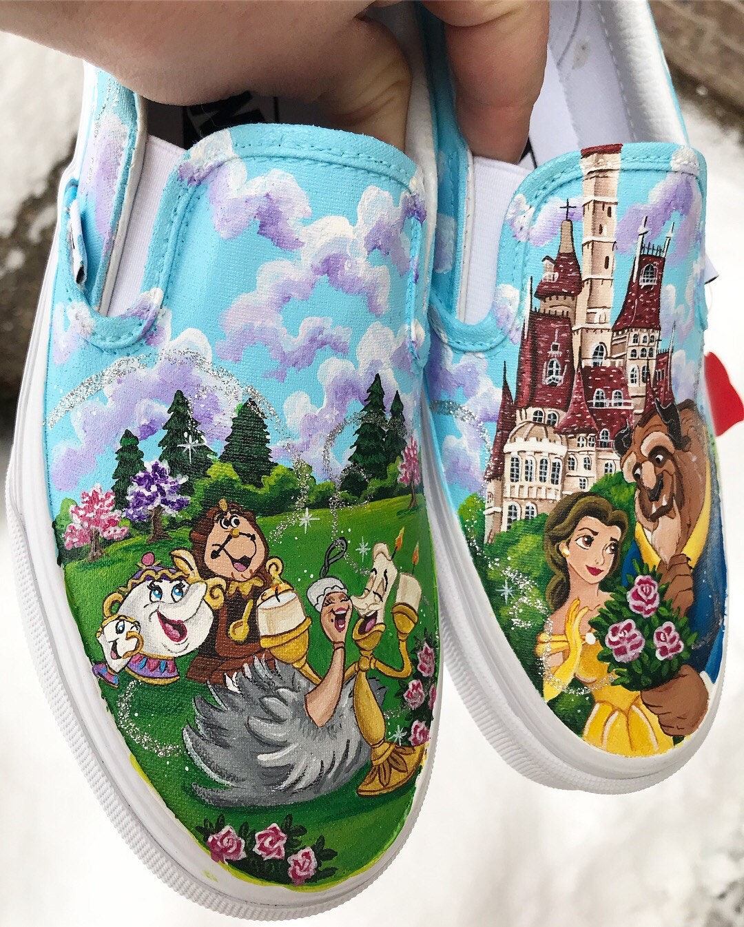 Beauty and the beast painted shoes | Etsy