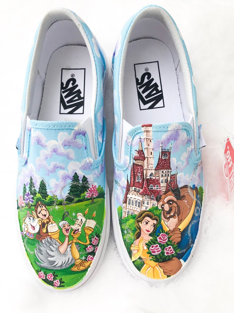 Beauty and the beast painted shoes