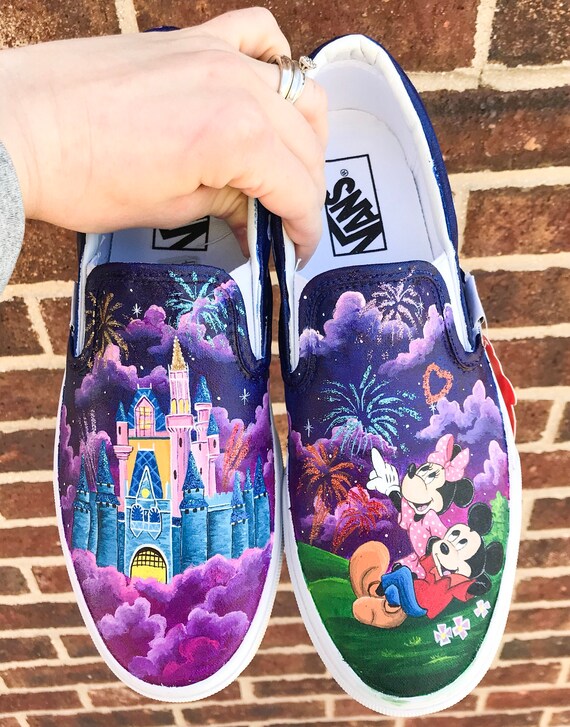 Minnie and Mickey painted shoes | Etsy