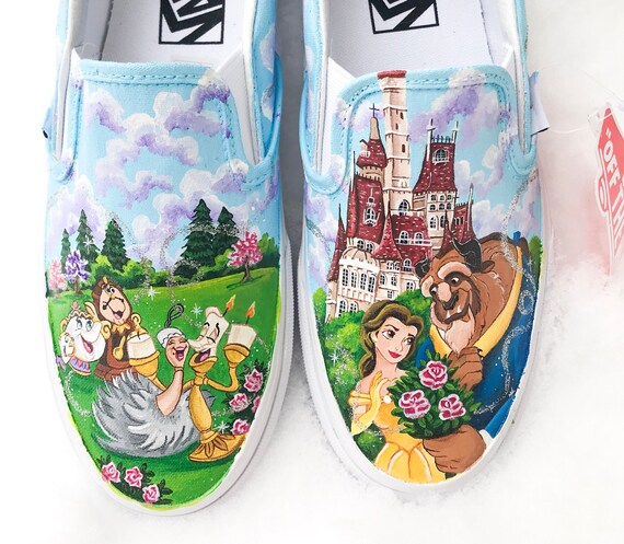 Beauty and the beast painted shoes | Etsy