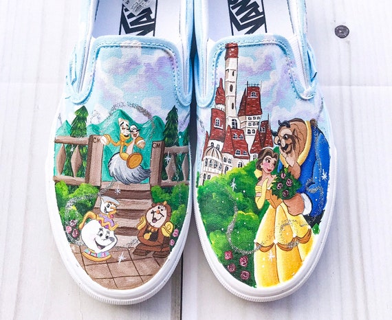 Beauty and the Beast painted Vans | Etsy
