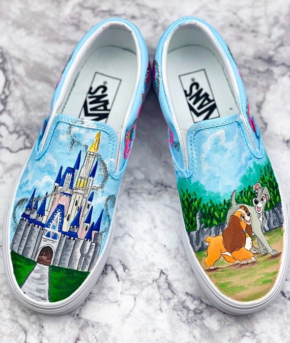 Disney Castle & Lady and the Tramp Painted Shoes | Etsy