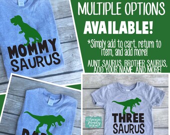 MommySaurus, DaddySaurus, Dinosaur Birthday Shirts, Dinosaur Shirt, Dinosaur Family Shirts, Dinosaur Birthday Party, AuntSaurus, Dinosaur